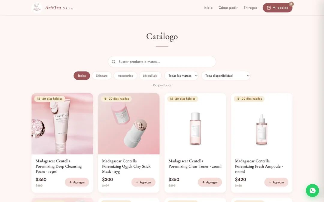 Catálogo de Ariztru Skin con el catálogo de skincare coreano