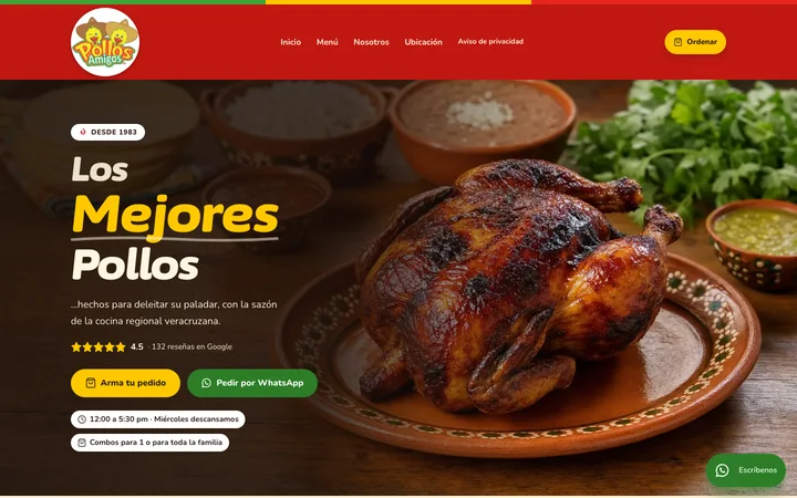Pollos Amigos: menú digital con pedidos por WhatsApp